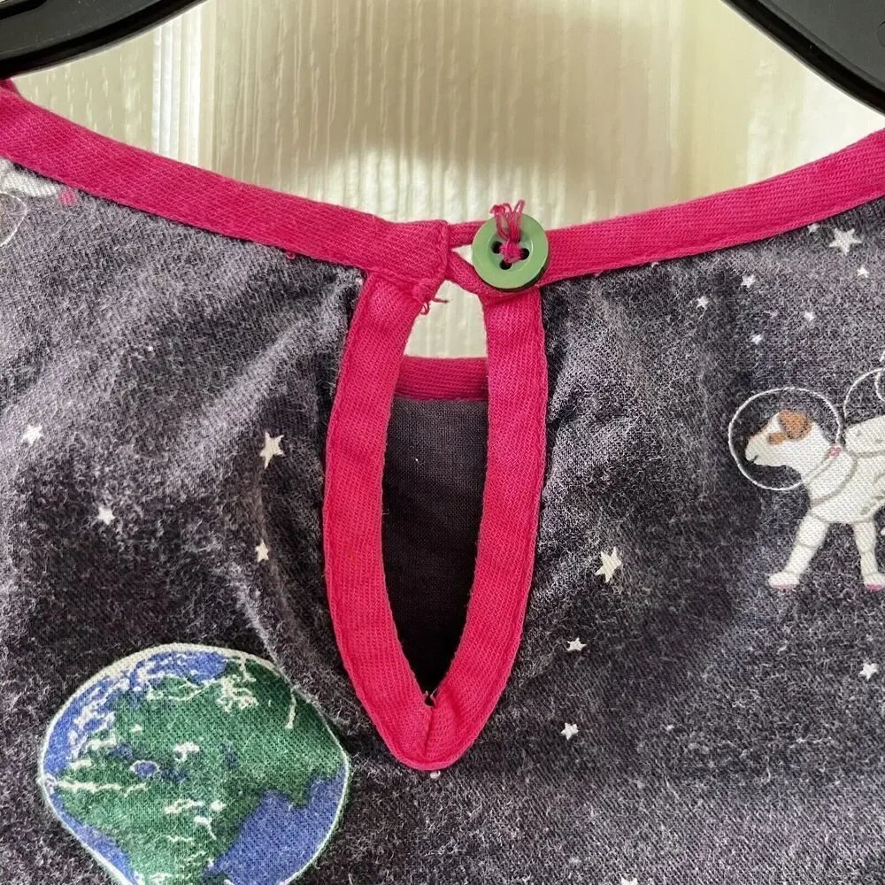 Mini Boden Sprout in Space Tunic Dress Space Dogs Planets Girls Size 5-6